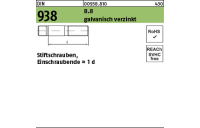50 Stück, DIN 938 8.8 galvanisch verzinkt Stiftschrauben, Einschraubende = 1 d - Abmessung: M 12 x 25