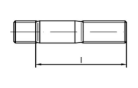 100 Stück, DIN 939 8.8 galvanisch verzinkt Stiftschrauben, Einschraubende = 1,25 d - Abmessung: M 6 x 16