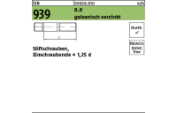 DIN 939 8.8 galvanisch verzinkt Stiftschrauben, Einschraubende = 1,25 d - Abmessung: M 16 x 60 VE= (10 Stück)