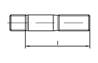 10 Stück, DIN 939 A 2 Stiftschrauben, Einschraubende = 1,25 d - Abmessung: M 16 x 90