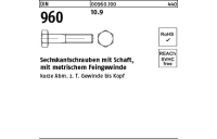 100 Stück, DIN 960 10.9 Sechskantschrauben mit Schaft, mit metrischem Feingewinde - Abmessung: M 10 x1,25x 50
