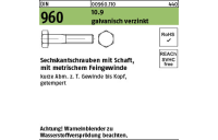 50 Stück, DIN 960 10.9 galvanisch verzinkt Sechskantschrauben mit Schaft, mit metrischem Feingewinde - Abmessung: M 14 x1,5 x 50