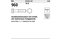 10 Stück, DIN 960 10.9 Sechskantschrauben mit Schaft, mit metrischem Feingewinde - Abmessung: M 20 x1,5 x110