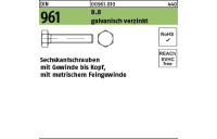 DIN 961 8.8 galvanisch verzinkt Sechskantschrauben mit Gewinde bis Kopf, mit metrischem Feingewinde - Abmessung: M 10 x1 x 30 VE= (200 Stück)