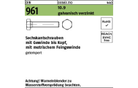 25 Stück, DIN 961 10.9 galvanisch verzinkt Sechskantschrauben mit Gewinde bis Kopf, mit metrischem Feingewinde - Abmessung: M 20 x1,5 x 60