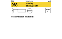 100 Stück, DIN 963 Messing blank gedreht Senkschrauben mit Schlitz - Abmessung: M 1,6 x 4