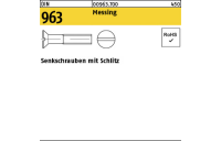 200 Stück, DIN 963 Messing Senkschrauben mit Schlitz - Abmessung: M 2,5 x 8