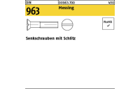 Senkschrauben mit Schlitz - ISO 2009/DIN 963 - Messing - M2,5x18 - 200 Stück