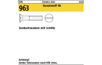200 Stück, DIN 963 Kunststoff PA Senkschrauben mit Schlitz - Abmessung: M 3 x 6