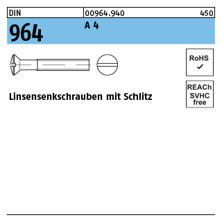 Linsensenkschrauben mit Schlitz - ISO 2010/DIN 964 - Edelstahl A4 - M2x10 - 200 Stück