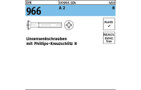 1000 Stück, DIN 966 A 2 H Linsensenkschrauben mit Phillips-Kreuzschlitz H - Abmessung: M 2,5 x 10 -H
