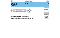 1000 Stück, DIN 966 A 4 H Linsensenkschrauben mit Phillips-Kreuzschlitz H - Abmessung: M 2,5 x 10 -H