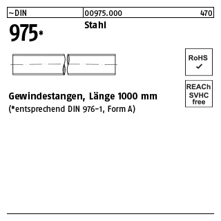 1 Stück, ~DIN 975 Stahl Gewindestangen, Länge 1000 mm - Abmessung: M 2