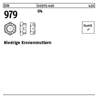50 Stück, DIN 979 04 Niedrige Kronenmuttern - Abmessung: M 16