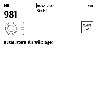 1 Stück, DIN 981 Stahl Nutmuttern für Wälzlager - Abmessung: KM22 M110x2