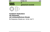 250 Stück, DIN 986 6 galvanisch verzinkt Sechskant-Hutmuttern mit Klemmteil mit nichtmetallischem Einsatz - Abmessung: M 12 SW 19