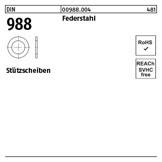 2000 Stück, DIN 988 Federstahl Stützscheiben - Abmessung: 6 x 12 x1,2