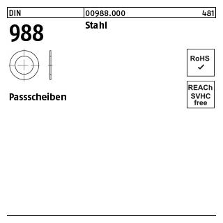 1000 Stück, DIN 988 Stahl Passscheiben - Abmessung: 7 x 13x1