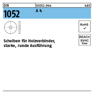 10 Stück, DIN 1052 A 4 Scheiben für Holzverbinder, starke, runde Ausführung - Abmessung: 25 x 92 x 8