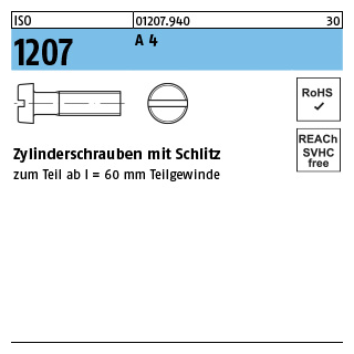 200 Stück, ISO 1207 A 4 Zylinderschrauben mit Schlitz - Abmessung: M 2 x 3