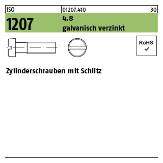 2000 Stück, ISO 1207 4.8 galvanisch verzinkt Zylinderschrauben mit Schlitz - Abmessung: M 2 x 5