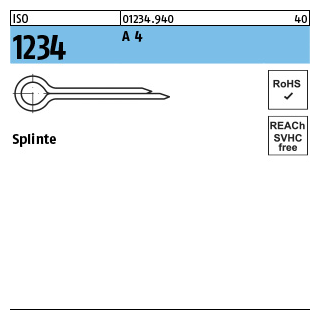 100 Stück, ISO 1234 A 4 Splinte - Abmessung: 1 x 20