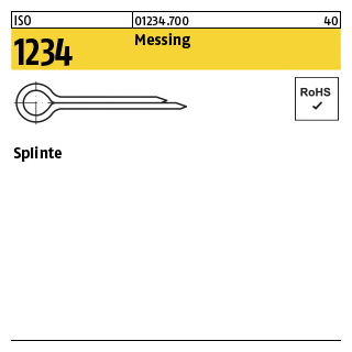 100 Stück, ISO 1234 Messing Splinte - Abmessung: 2 x 12