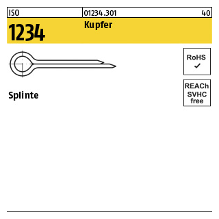 100 Stück, ISO 1234 Kupfer Splinte - Abmessung: 2 x 20