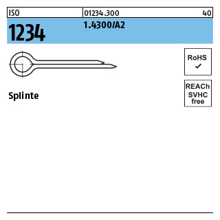 250 Stück, ISO 1234 1.4300/A2 Splinte - Abmessung: 5 x 56
