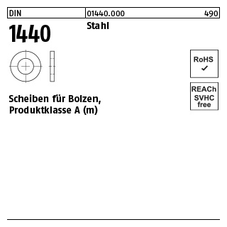 1000 Stück, DIN 1440 Stahl Scheiben für Bolzen, Produktklasse A (m) - Abmessung: 3 x 6 x 0,8