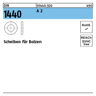 500 Stück, DIN 1440 A 2 Scheiben für Bolzen - Abmessung: 5 x 10 x 0,8