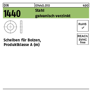 DIN 1440 Stahl galvanisch verzinkt Scheiben für Bolzen, Produktklasse A (m) - Abmessung: 65 x 90 x 9, Inhalt: 5 Stück