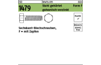 250 Stück, ISO 1479 Stahl, geh. Form F galvanisch verzinkt Sechskant-Blechschrauben, F = mit Zapfen - Abmessung: 6,3 x 22 -F