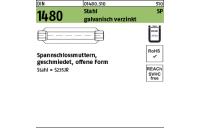 1 Stück, DIN 1480 Stahl SP galvanisch verzinkt, ÜZ Spannschlossmuttern, geschmiedet, offene Form - Abmessung: SP M 10 / 125