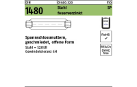 1 Stück, DIN 1480 Stahl SP feuerverzinkt, ÜZ Spannschlossmuttern, geschmiedet, offene Form - Abmessung: SP M 12 / 125