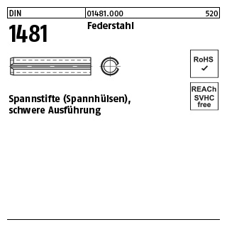 1000 Stück, DIN 1481 Federstahl Spannstifte (Spannhülsen), schwere Ausführung - Abmessung: 2,5 x 4
