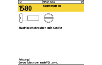200 Stück, ISO 1580 Kunststoff PA Flachkopfschrauben mit Schlitz - Abmessung: M 3 x 10
