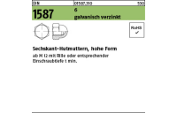1000 Stück, DIN 1587 6 galvanisch verzinkt Sechskant-Hutmuttern, hohe Form - Abmessung: M 4