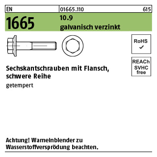1 Stück Schraube EN 1665  M12x30 10.9 Bundschraube M12x30 