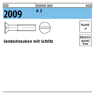 1000 Stück, ISO 2009 A 2 Senkschrauben mit Schlitz - Abmessung: M 1,2 x 5