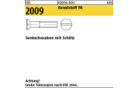 200 Stück, ISO 2009 Kunststoff PA Senkschrauben mit Schlitz - Abmessung: M 3 x 8