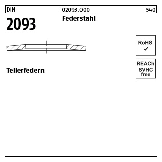 DIN 2093 Federstahl Tellerfedern - Abmessung: 125 x64,0x5,0, Inhalt: 5 Stück