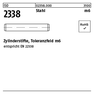 1000 Stück, ISO 2338 Stahl m6 Zylinderstifte, Toleranzfeld m6 - Abmessung: 1 m6 x 3