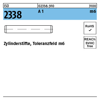 500 Stück, ISO 2338 A 1 m6 Zylinderstifte, Toleranzfeld m6 - Abmessung: 1 m6 x 10