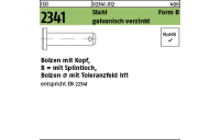 1 Stück, ISO 2341 Stahl Form B galvanisch verzinkt Bolzen mit Kopf, mit Splintloch, Bolzen Ø mit Toleranzfeld h11 - Abmessung: B 16 x40 x34