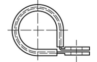 50 Stück, DIN 3016 Stahl (W1) Form D 1 galvanisch verzinkt Halterungsschellen, Form D 1, mit Gummiprofil - Abmessung: 12 x 15 - W1