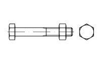 50 Stück, ISO 4014 Mu 5.6 AD W7 feuerverzinkt Sechskantschrauben mit Schaft, mit Sechskantmutter ISO 4032/5-2 - Abmessung: M 12 x 70