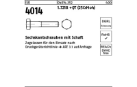 50 Stück, ISO 4014 1.7218 +QT (25CrMo4) Sechskantschrauben mit Schaft - Abmessung: M 12 x 85