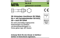 10 Stück, ISO 4014 Mu 8.8 SB galvanisch verzinkt SB-Schrauben-Garnituren EN 15048, mit Sechskantmutter ISO 4032 - Abmessung: M 24 x 150