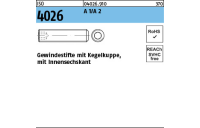 500 Stück, ISO 4026 A 2 Gewindestifte mit Kegelkuppe und Innensechskant - Abmessung: M 3 x 4